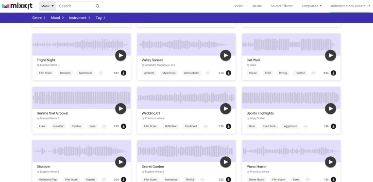Mixkit 免费背景音乐 产品图 1